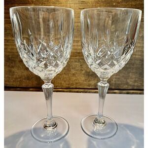 Set Of 2 Vintage Marquis By Waterford Crystal Brookside 9" Wine Glasses